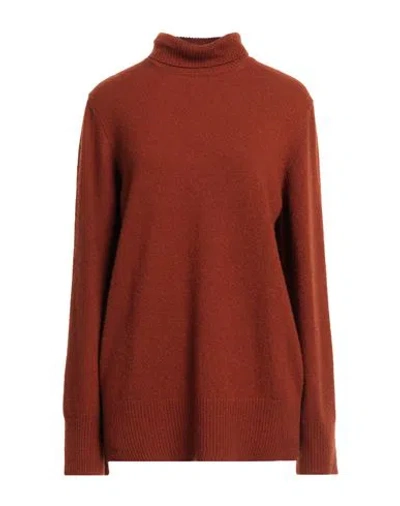 Petar Petrov Woman Turtleneck Brown Size 8 Cashmere, Silk