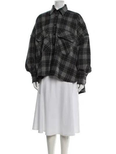 Pre-owned Petar Petrov Wool Plaid Print Jacket In Gray