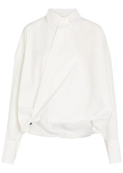 Petar Petrov Wrap-effect Cotton-poplin Shirt In White
