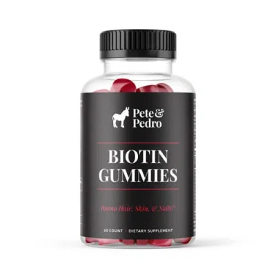 Pete & Pedro Biotin Gummies Daily Supplement For Hair, Skin, & Nails, 60 Count In Black
