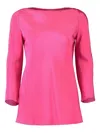 Peter Cohen Boat-neck Three-quarter-sleeve Blouse In Pink