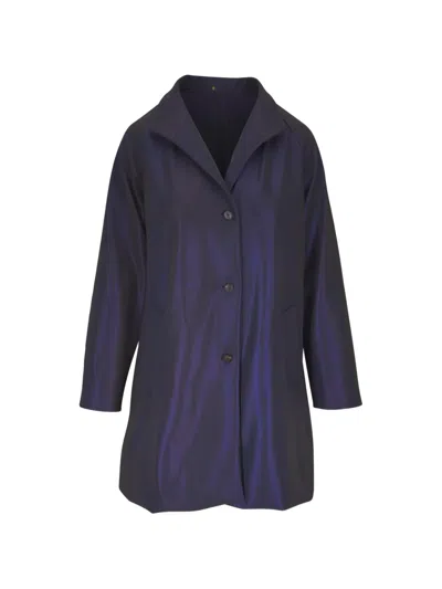 Peter Cohen Button Flap Pockets Coat In Purple
