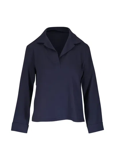 Peter Cohen Cate Long-sleeved Spread-collar Blouse In Blue