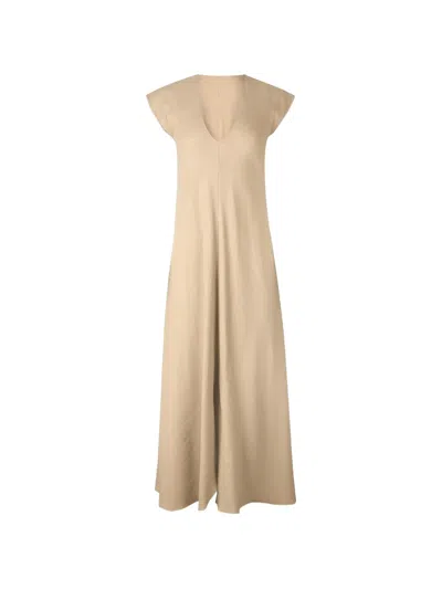Peter Cohen Doves V-neck Maxi Dress In Brown
