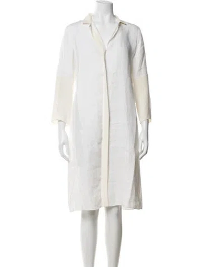 Pre-owned Peter Cohen Linen Knee-length Dress In White