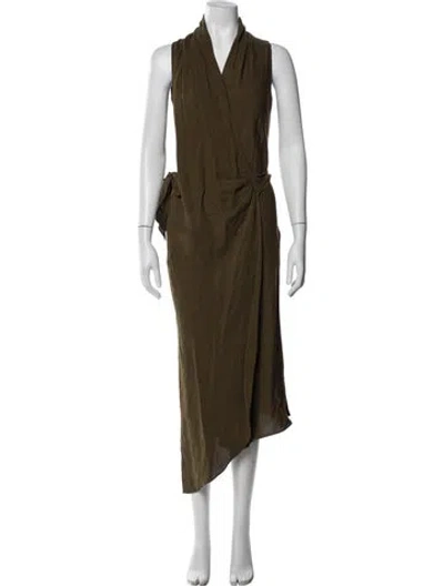 Pre-owned Peter Cohen Linen Long Dress In Green