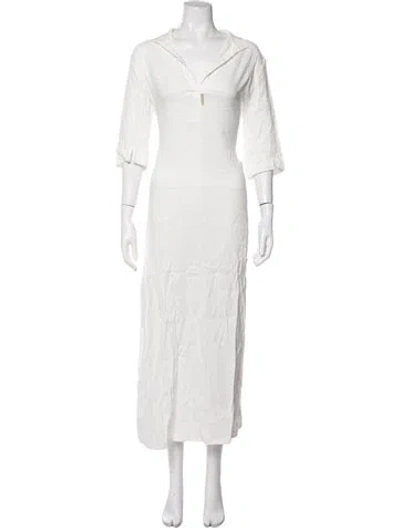 Pre-owned Peter Cohen Linen Long Dress In White