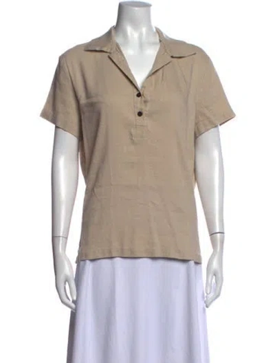 Pre-owned Peter Cohen Linen Short Sleeve Polo In Neutral