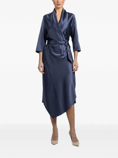 Peter Cohen New Victor Tie-waist Wrap Midi Dress In Blue