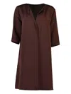 Peter Cohen Oh Satin V-neck Dress In Brown