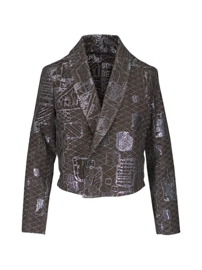 Peter Cohen Patterned Shawl-collar Jacket In Brown