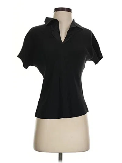 Pre-owned Peter Cohen Short Sleeve Silk Top Black Cowl Neck Tops