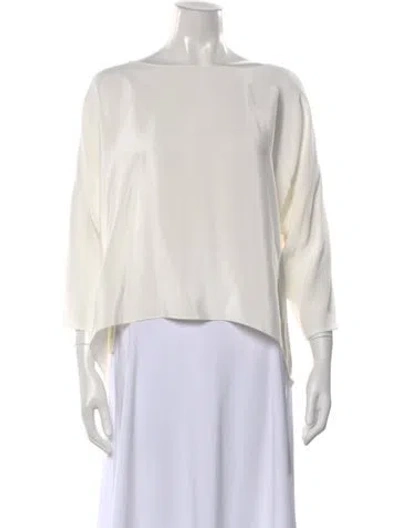 Pre-owned Peter Cohen Silk Bateau Neckline Top In Neutral