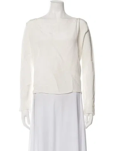 Pre-owned Peter Cohen Silk Bateau Neckline Top In Neutrals