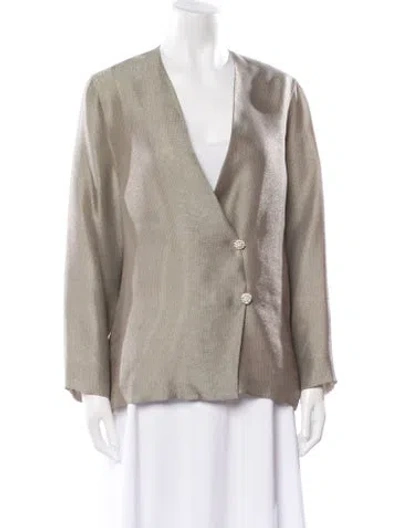 Pre-owned Peter Cohen Silk Blazer In Metallic/neutrals
