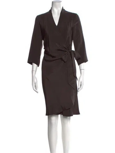Pre-owned Peter Cohen Silk Knee-length Dress In Brown