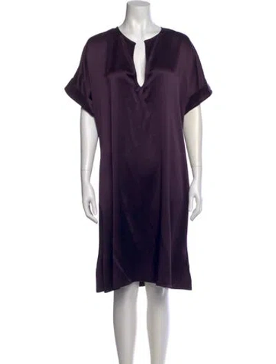 Pre-owned Peter Cohen Silk Knee-length Dress In Purple