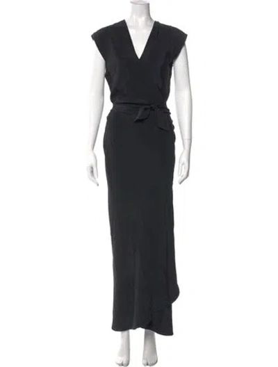 Pre-owned Peter Cohen Silk Long Dress In Black