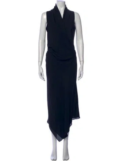 Pre-owned Peter Cohen Silk Long Dress In Black