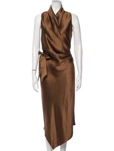 Pre-owned Peter Cohen Silk Long Dress In Brown