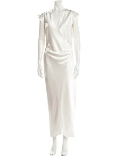 Pre-owned Peter Cohen Silk Long Dress In Neutral