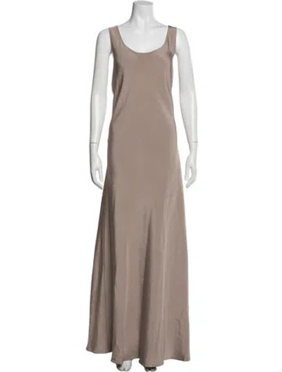 Pre-owned Peter Cohen Silk Long Dress In Neutral
