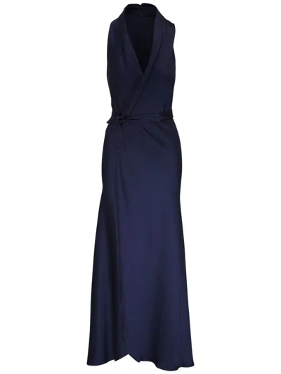 Peter Cohen Silk Maxi Dress In Blue