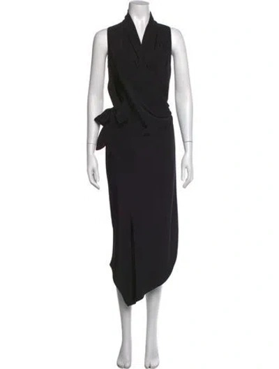 Pre-owned Peter Cohen Silk Midi Length Dress In Black