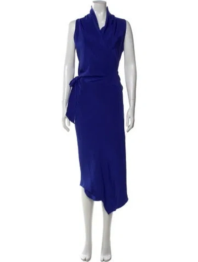Pre-owned Peter Cohen Silk Midi Length Dress In Blue