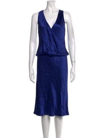 Pre-owned Peter Cohen Silk Midi Length Dress In Blue