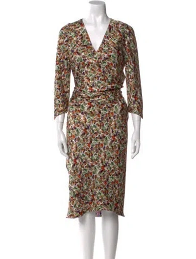 Pre-owned Peter Cohen Silk Midi Length Dress In Multi