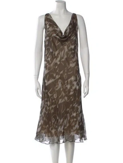 Pre-owned Peter Cohen Silk Midi Length Dress In Neutral