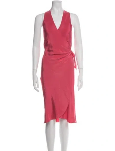 Pre-owned Peter Cohen Silk Midi Length Dress In Red