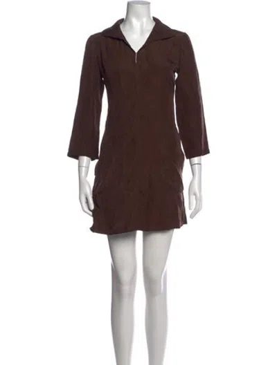 Pre-owned Peter Cohen Silk Mini Dress In Brown
