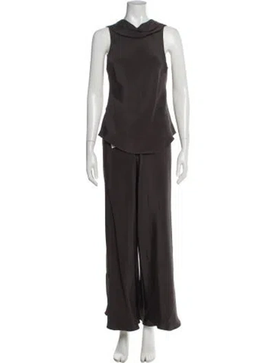 Pre-owned Peter Cohen Silk Pant Set In Gray