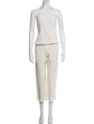 Pre-owned Peter Cohen Silk Pant Set In White