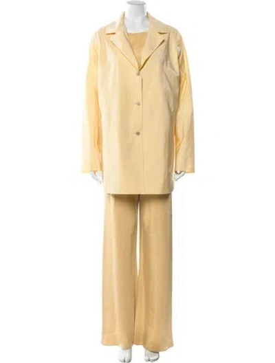 Pre-owned Peter Cohen Silk Pantsuit In Yellow