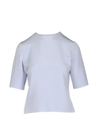 Peter Cohen Silk Round-neck Blouse In Blue