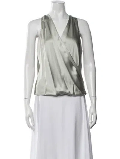 Pre-owned Peter Cohen Silk V-neck Blouse In Neutral