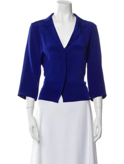 Pre-owned Peter Cohen Silk V-neck Crop Top In Blue