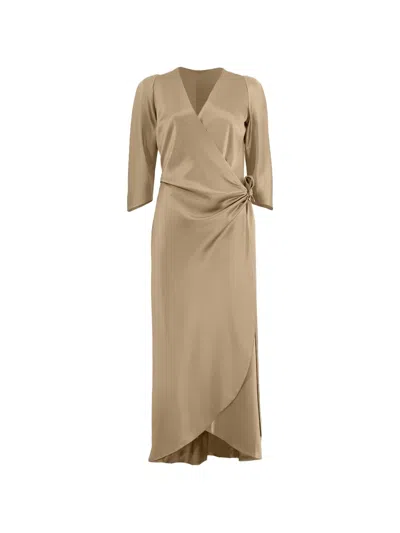 Peter Cohen Sleeve Sign Wrap Dress In Neutral