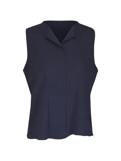 Peter Cohen Sleeveless Notched-collar Blouse In Blue