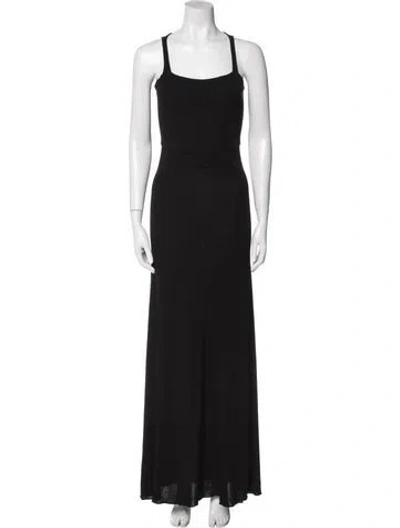 Pre-owned Peter Cohen Square Neckline Long Dress In Black