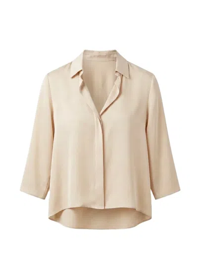 Peter Cohen Squarefront Frolic Silk Shirt In Neutrals