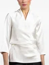 Peter Cohen Three-quarter Wrap Blouse In White