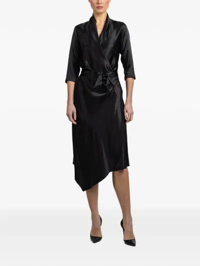 Peter Cohen Tie-waist Wrap Dress In Black