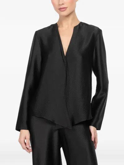 Peter Cohen V-neck Long-sleeve Blouse In Black