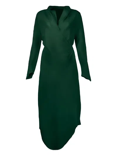 Peter Cohen Victor Wrap-front Asymmetrical Dress In Green