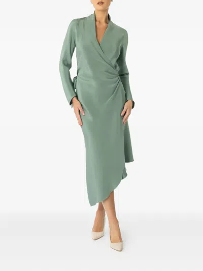 Peter Cohen Victor Wrap-neck Midi Dress In Green