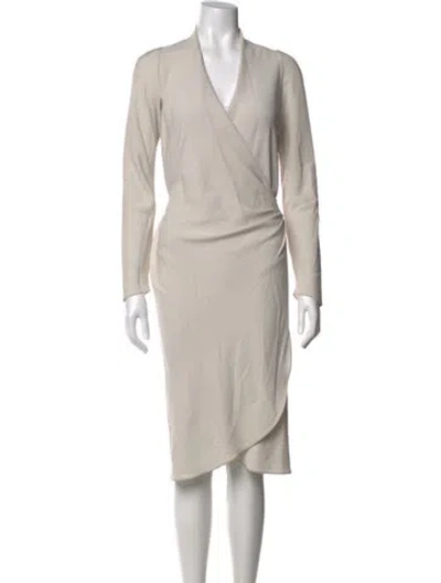 Pre-owned Peter Cohen V-neck Knee-length Dress In Neutral
